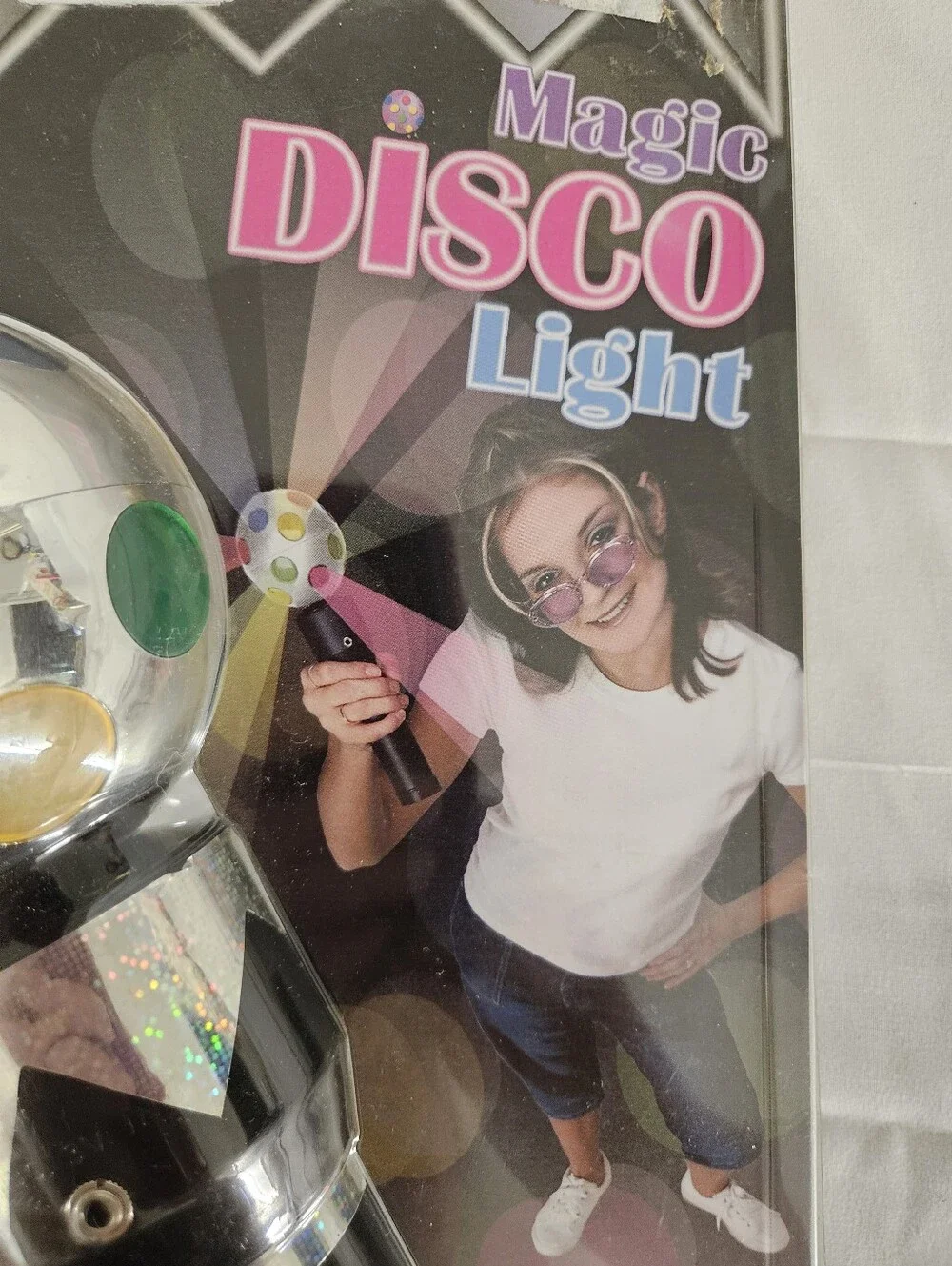 Vintage 1990's Magic Disco Light Handheld Party Light - Silver & Multicolor  NEW